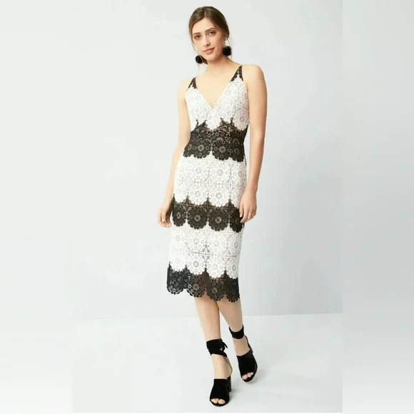 NWT Dress The Population Guipure Lace Midi Dress - Picture 1 of 6